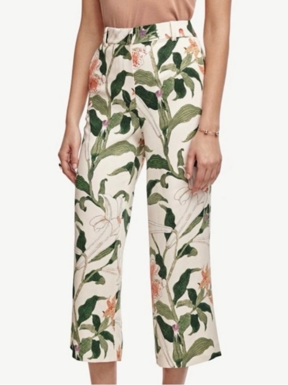 NWT Ann Taylor Lily Floral Wide Leg Crop Pants, Size 4P